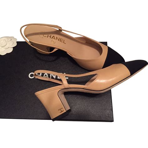 slingback chanel beige et noir|chanel ballet flats slingback.